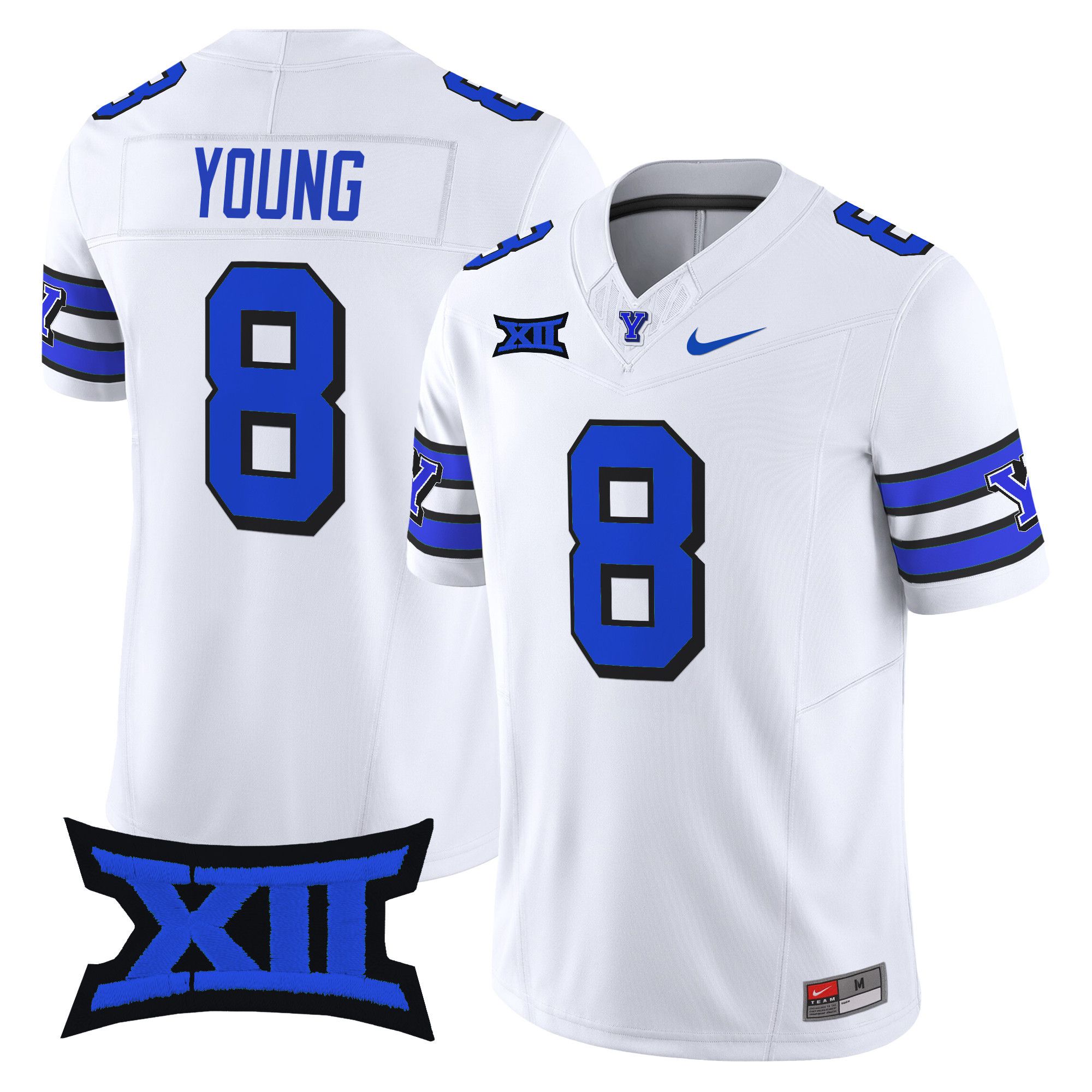 Men BYU Cougars #8 Young White Nike 2024 Vapor Limited NCAA Jersey style 1